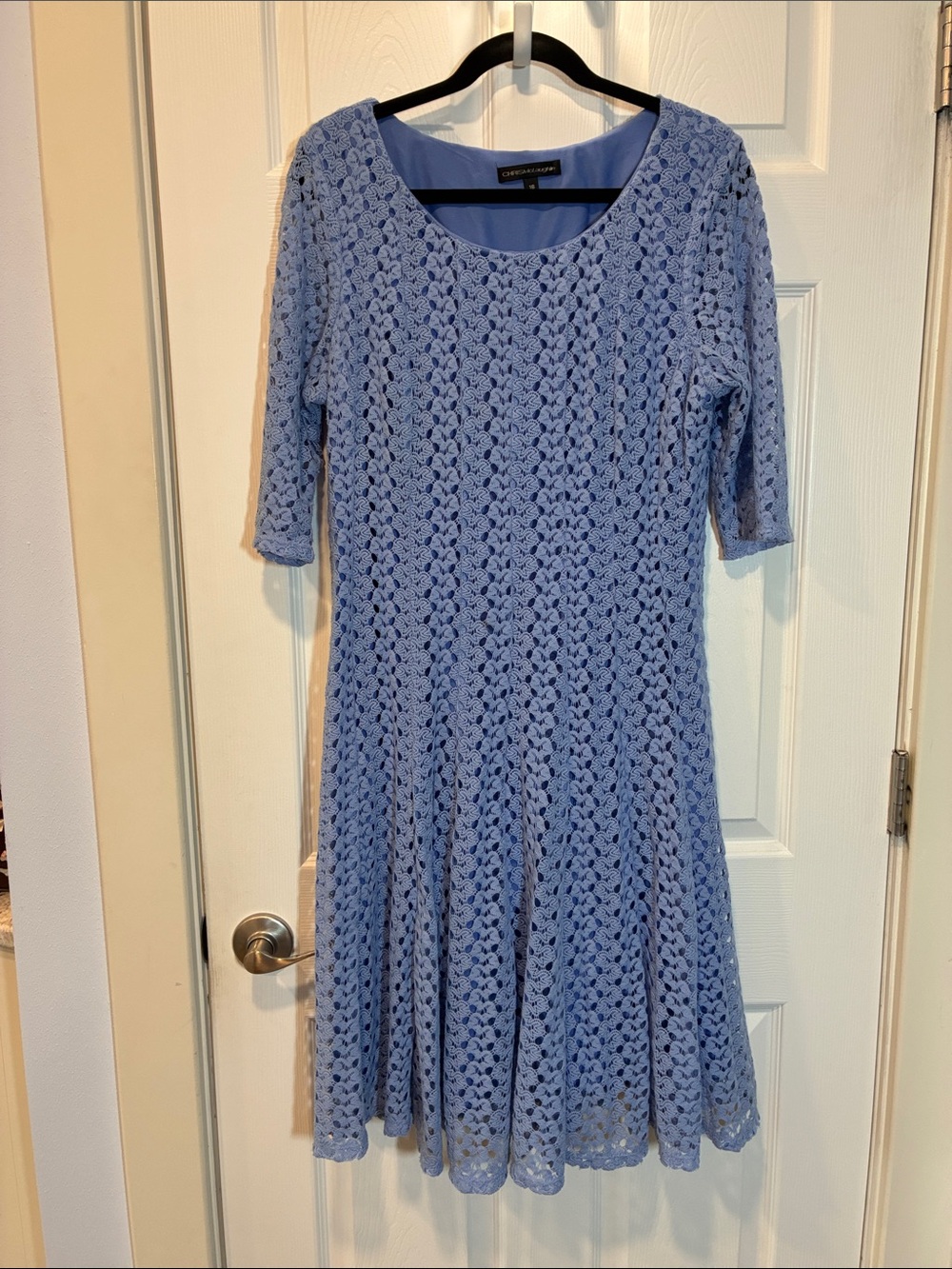 Charter Club Light Blue Crochet Lace Midi Dress with Scoop Neck